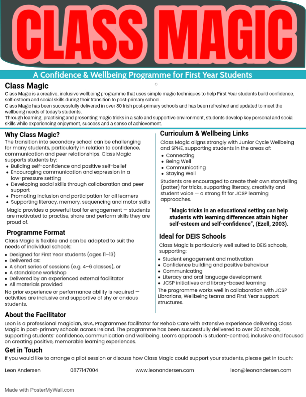 Class Magic one page info 2026